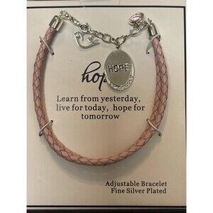 Pink Double Braided HOPE Adjustable Bracelet New